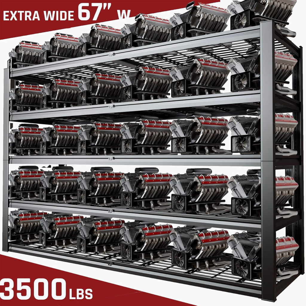 68" W Garage Shelving Heavy Duty, 5 Tier Garage Shelves, Adjustable Storage Shelving Unit, Commercial Metal Shelf for Warehouse, Pantry, School, Shop, 68" Wx20 Dx84 H, 2 Pack