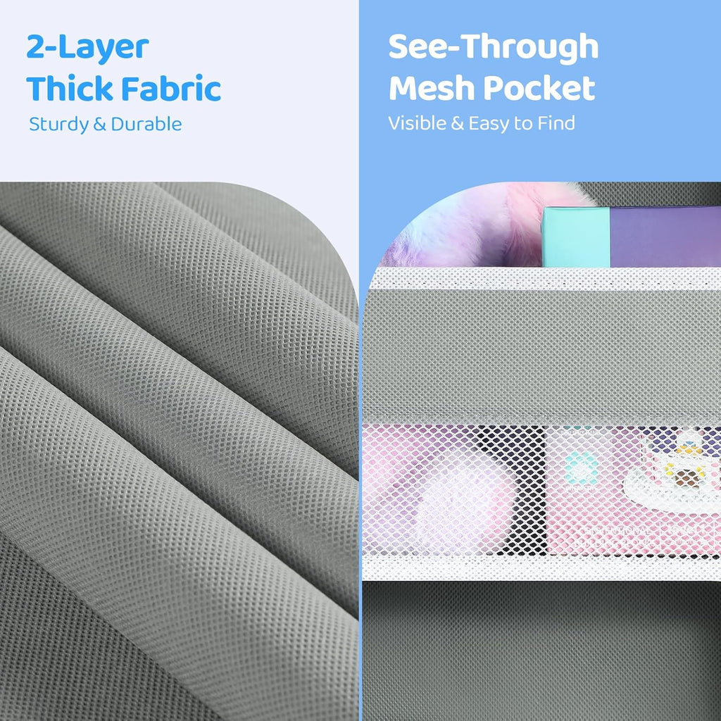 Yecaye 3 Pack 4-Tier Over The Door Organizer - Foldable Portable Baby Essentials for Stuffed Animal Storage - Multi-Purpose Bathroom Closet Organizers and Storage for Kids Newborn Baby Stuff Gray