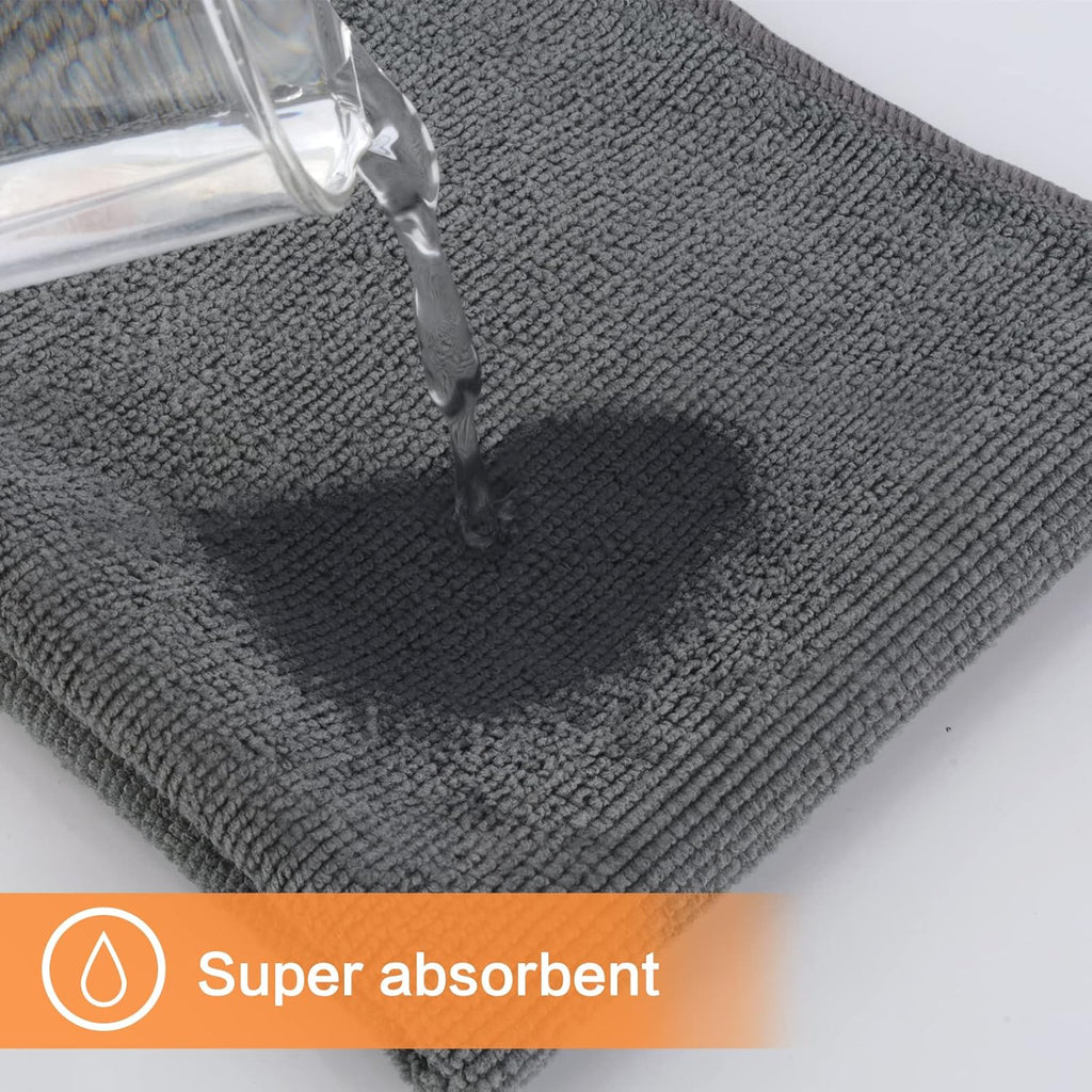 KinHwa Kitchen Washcloths for Dishes Absorbent Microfiber Dish Cloths Quick Dry Dish Rags with Poly Scour Scrub Side Ideal for Kitchen Cleaning (Gray, 12inchx12inch 10 Pack)