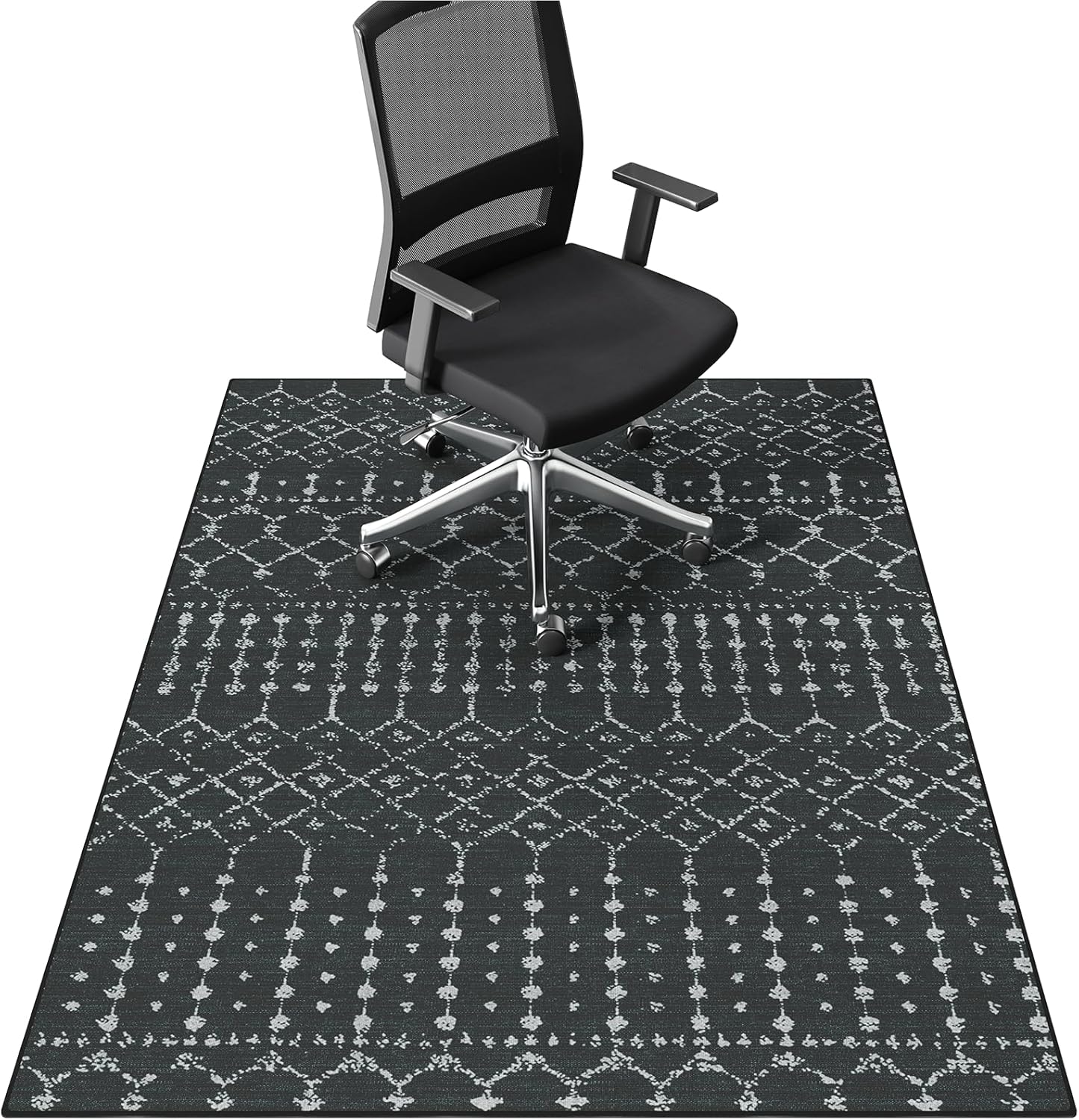 Office Chair Mat for Hardwood & Tile Floors, 48" x 36" Desk Chair Mat, Non-Slip Floor Protector for Rolling Chairs, Machine Washable Area Rug for Home Office, Black