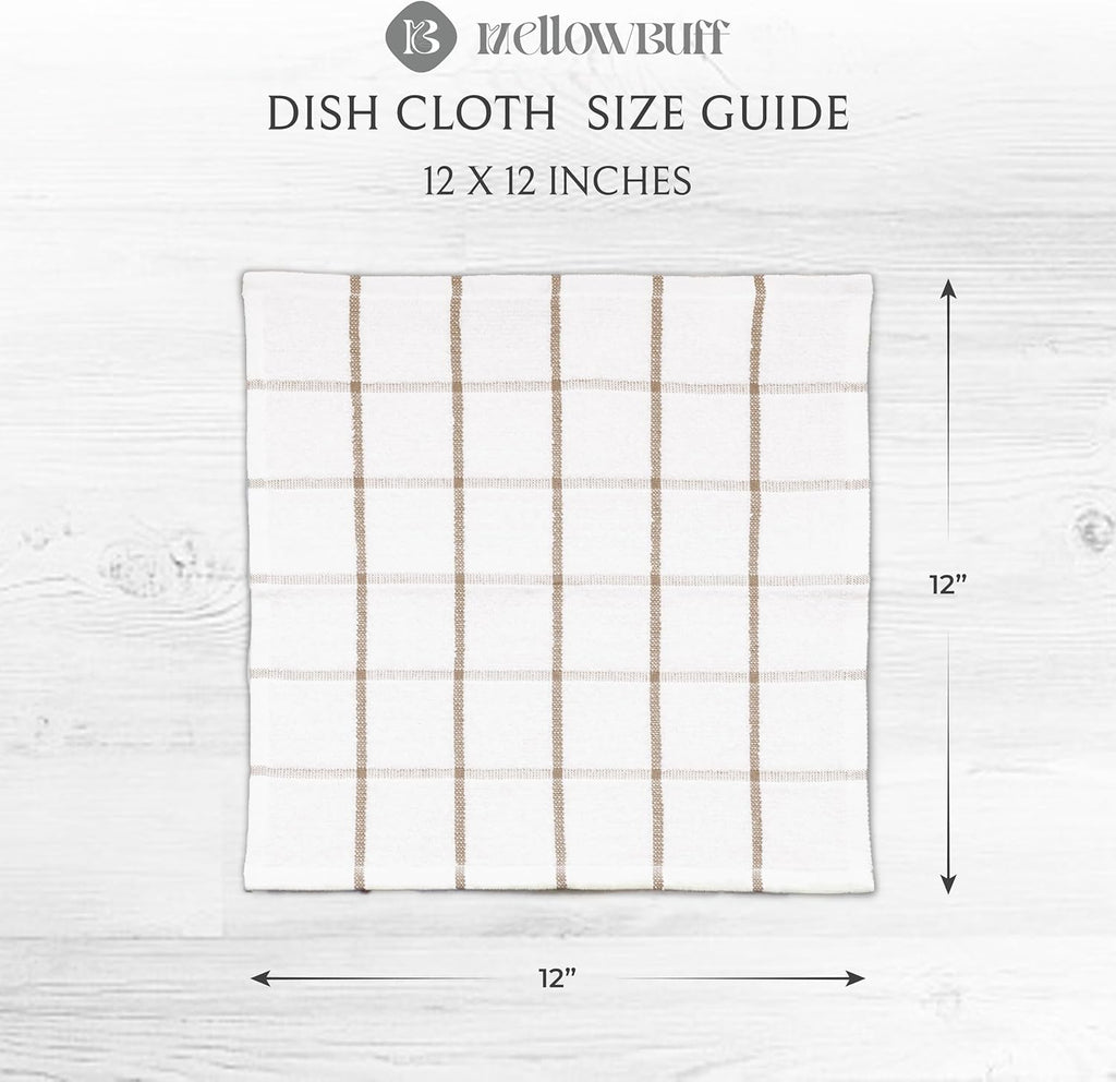 100% Cotton Terry Dish Cloth & Dish Towel, 6 Pack, Super Soft and Absorbent Kitchen Towels, Perfect for Kitchen Cleaning and Dish Washing (TAN (DT and DC Combo))
