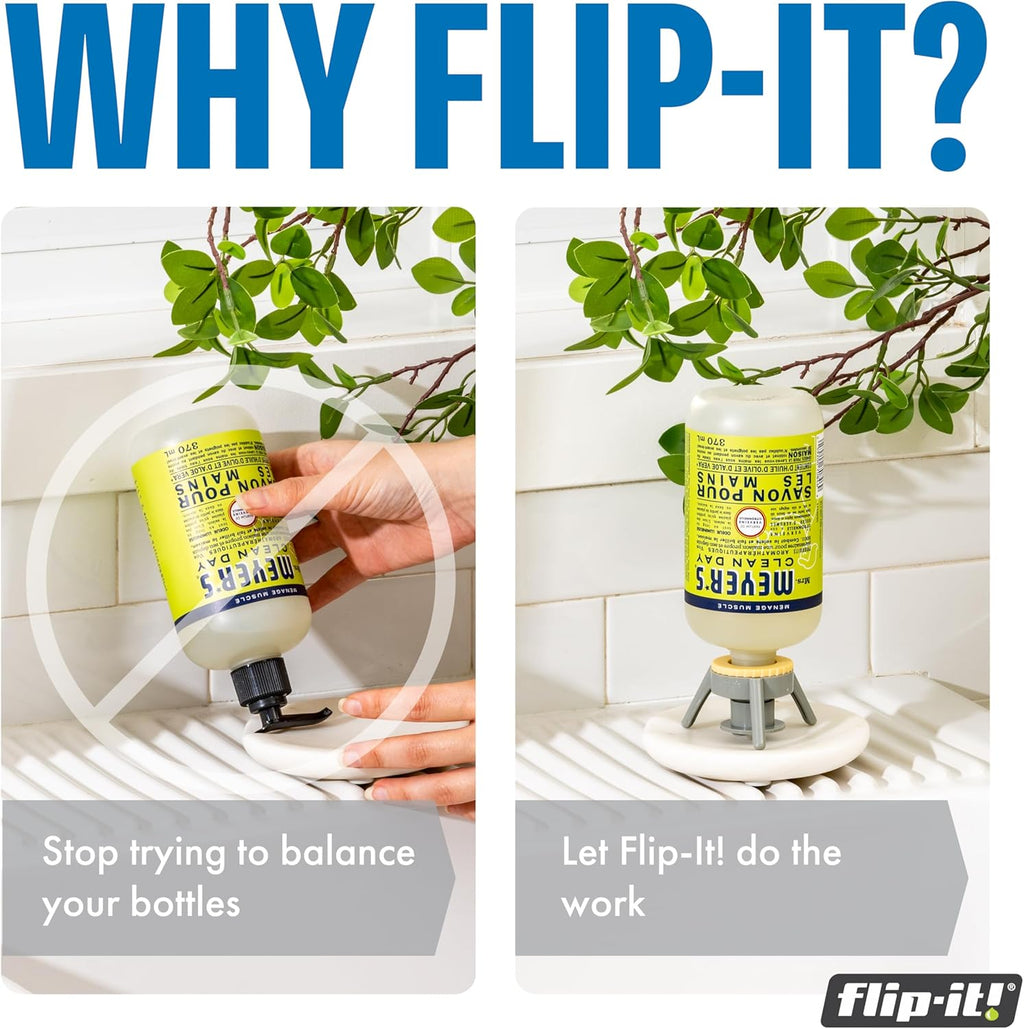 Flip-It! Bottle Emptying Kit – 6 Bottle Pack - No more wasted product - Fits most plastic bottles – 6 Base Caps, 6 Adapters – Pastel Color Edition