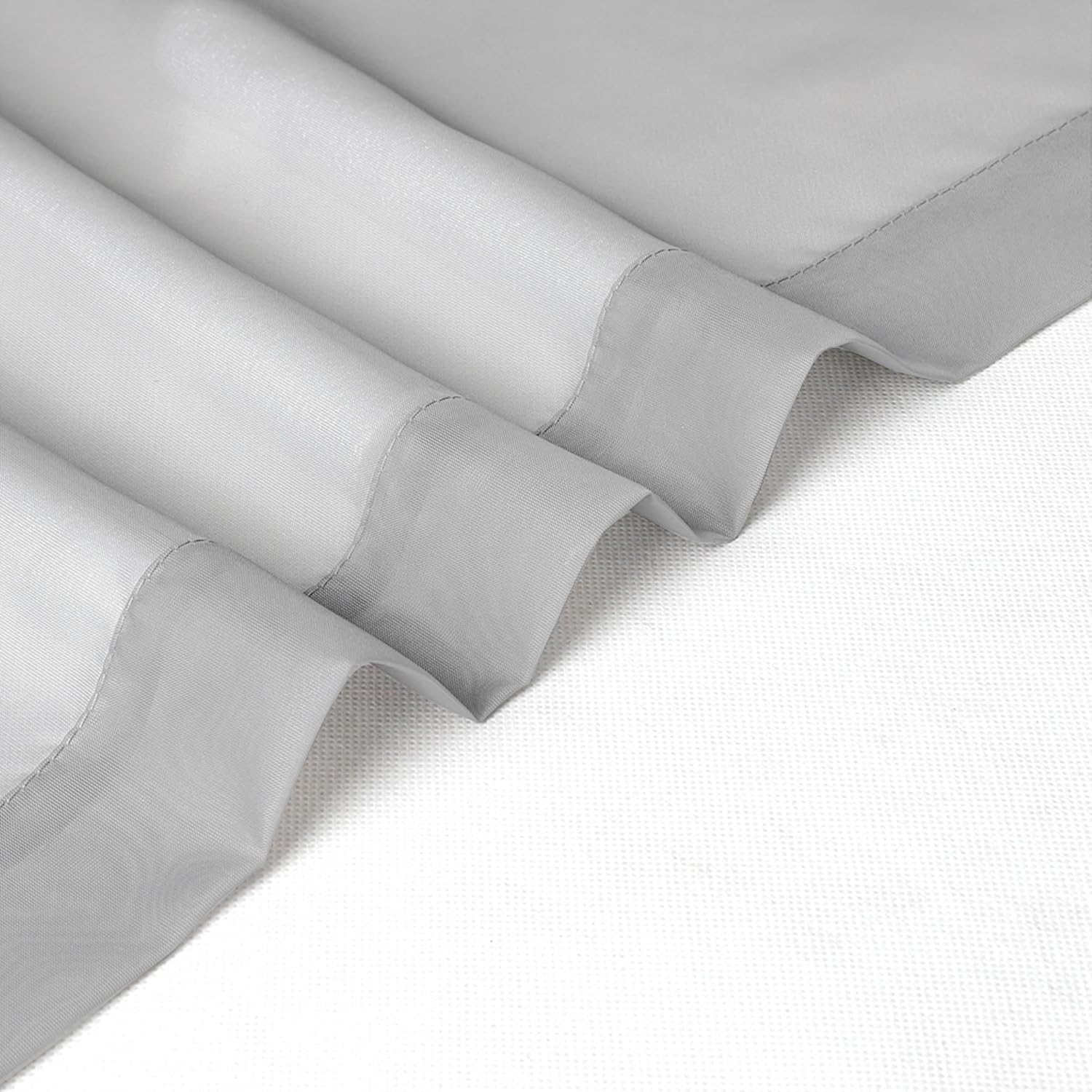 Chyhomenyc Light Grey Sheer Curtains 54 Inch Long 2 Panels, Light Filtering Rod Pocket Voile Short Curtains Drapes for Living Room Bedroom Small Windows, 42Wx45L Inches