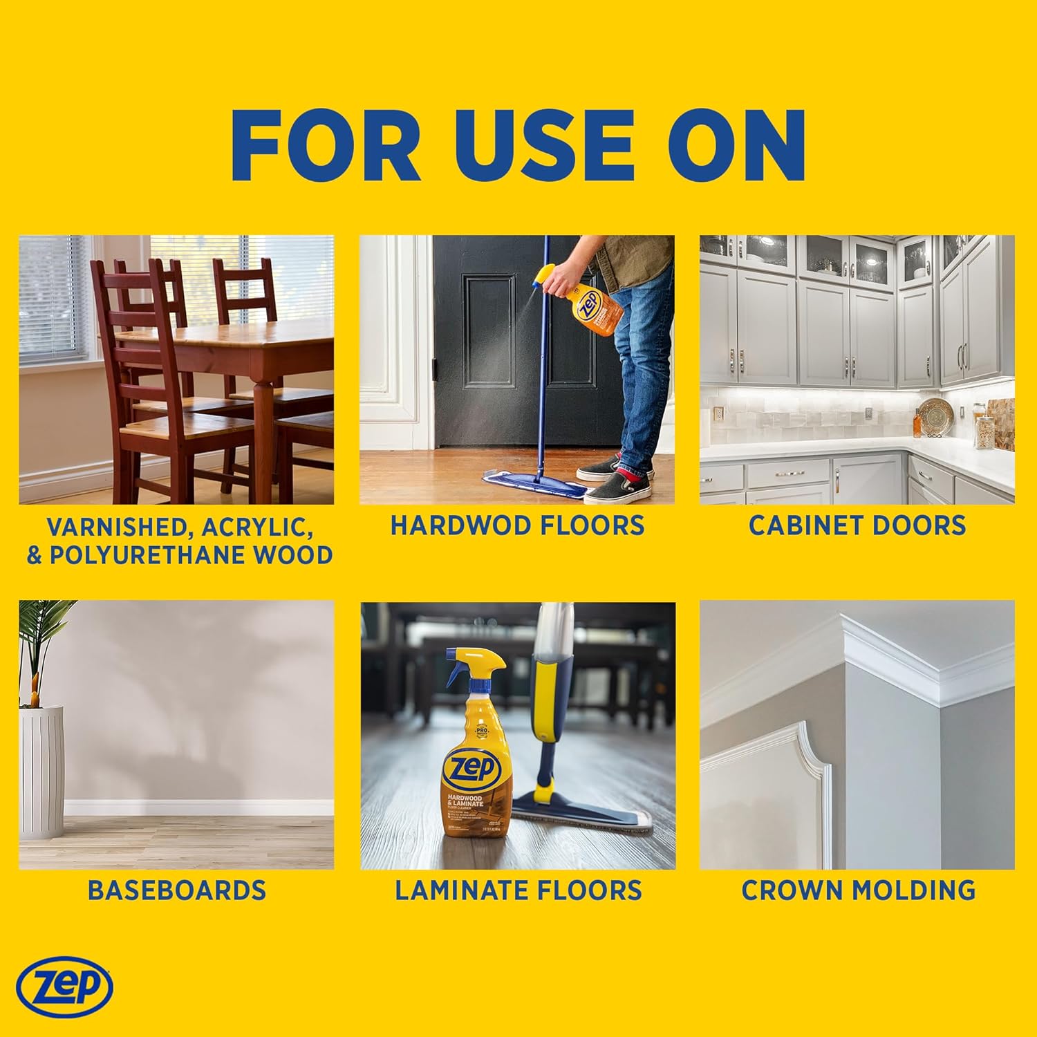 Zep Hardwood and Laminate Floor Cleaner - 32 oz (Case of 12) - ZUHLF32 - Removes Spots, Stains and Scuffs. Cleans and Restores Shine