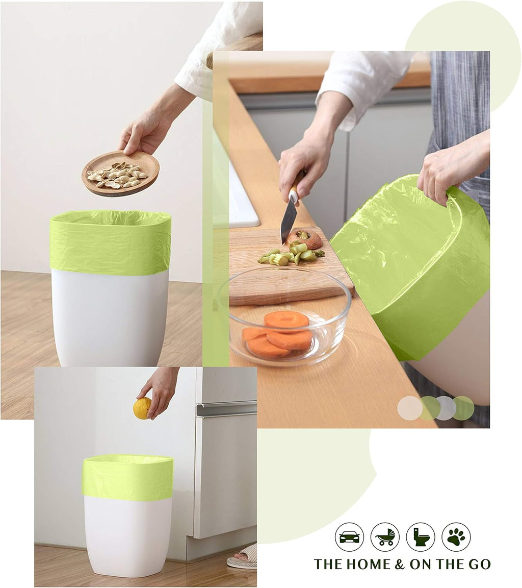 FORID 4 Gallon Garbage Bags, 150 Count, Unscented, Strong Trash Can Liners, 15 Liter Wastebasket Bags for Kitchen, Bathroom, Home Office, Green