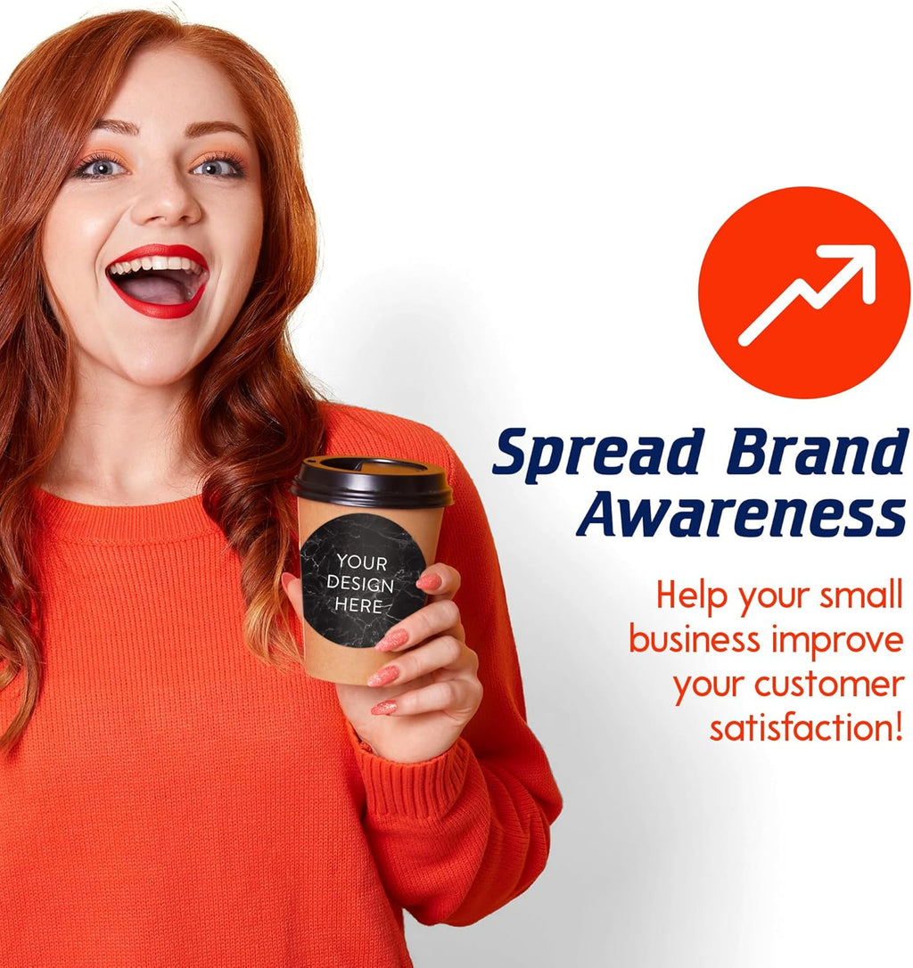 100 Custom Vinyl Stickers - Upload Your own Image, Text, Design, Logo - Personalized Logo Labels for Handmade, Packaging, Bottle, Jars, Candle, Brand Stickers (Black Marble, 4x4)