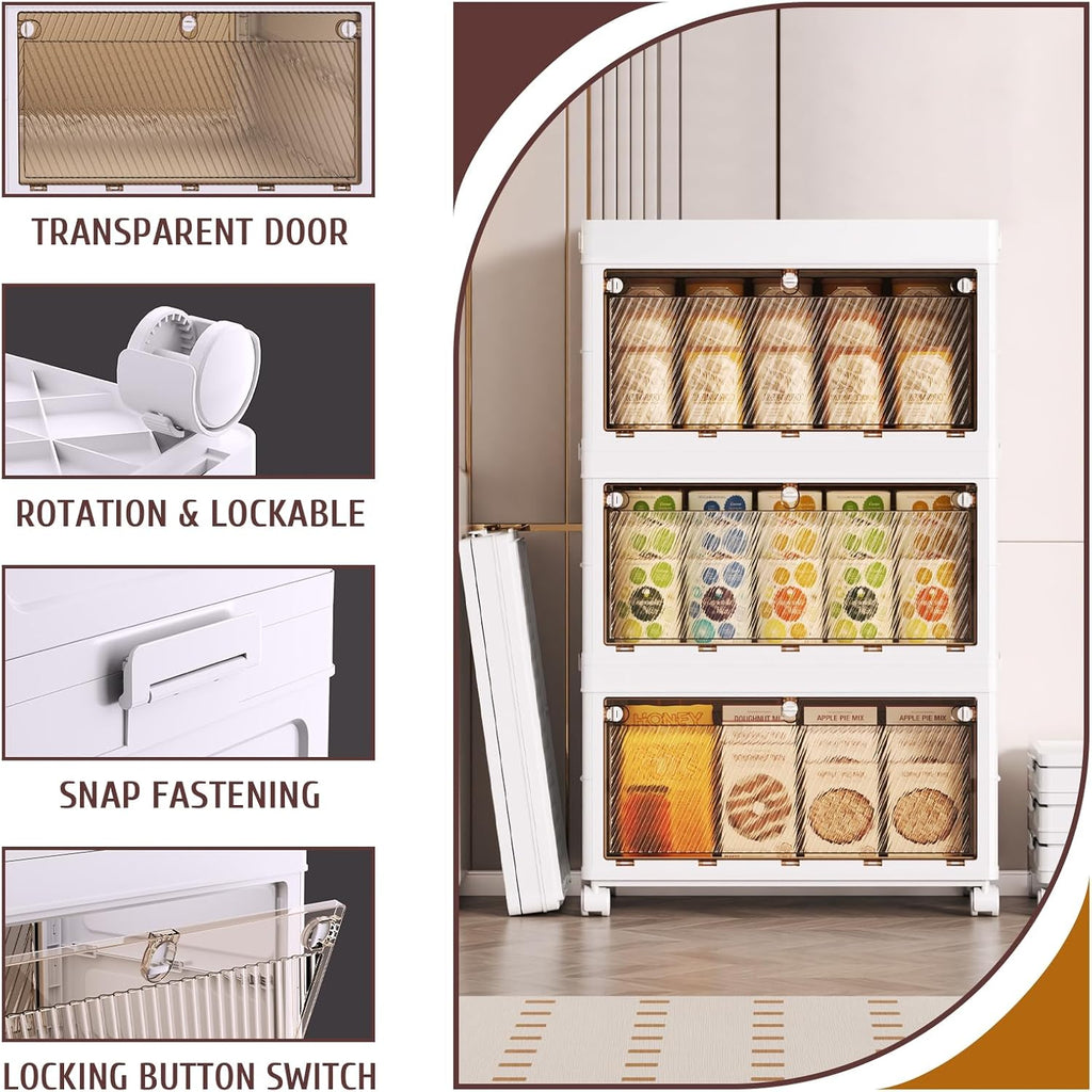 QudraKast 3-Tier Stackable Plastic Storage Bins - 67QT Stackable Storage Bins - Closet Organization Suitable for Bedroom, Organization and Boxes for Study, Toy Room, Office