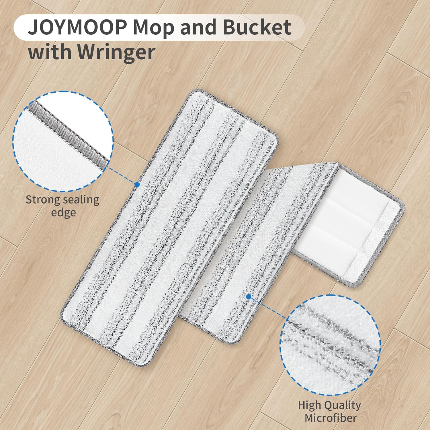 10Pcs Joymoop Mop Replacement Pads, 13 * 4.9'' Universal Mop Pads Mop Head Refills Washable Wet Mop, Compatible with Most 11-13” Size Mops