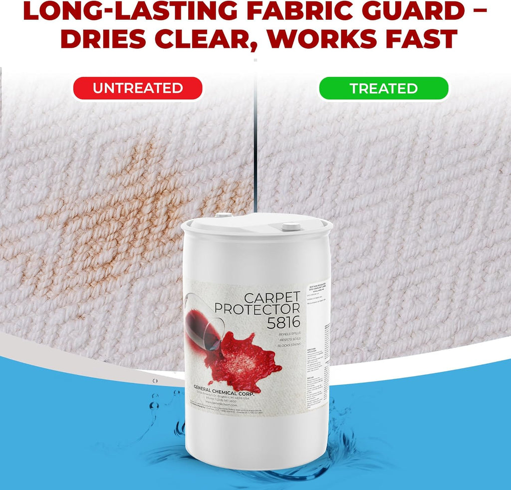 General Chemical Stain Shield Spray - Safe Fabric Protector Spritz and Stain Guard 5816 for Upholstery, Carpets, Rugs, Drapes & More - Impermeable Protectant Spray for Outdoor & Indoor Use - 55 Gallon
