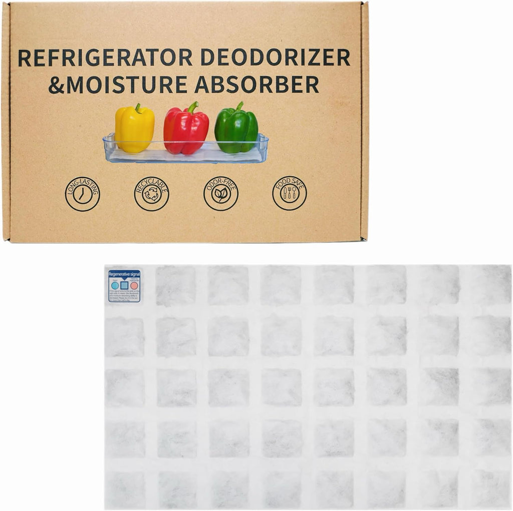 Refrigerator Deodorizer, Outperforms Baking Soda Fridge Deodorizer, Odor Eliminator for Fridge & Freezer, Refrigerator Air Freshener And Moisture Absorbers Pad (Single Pack)