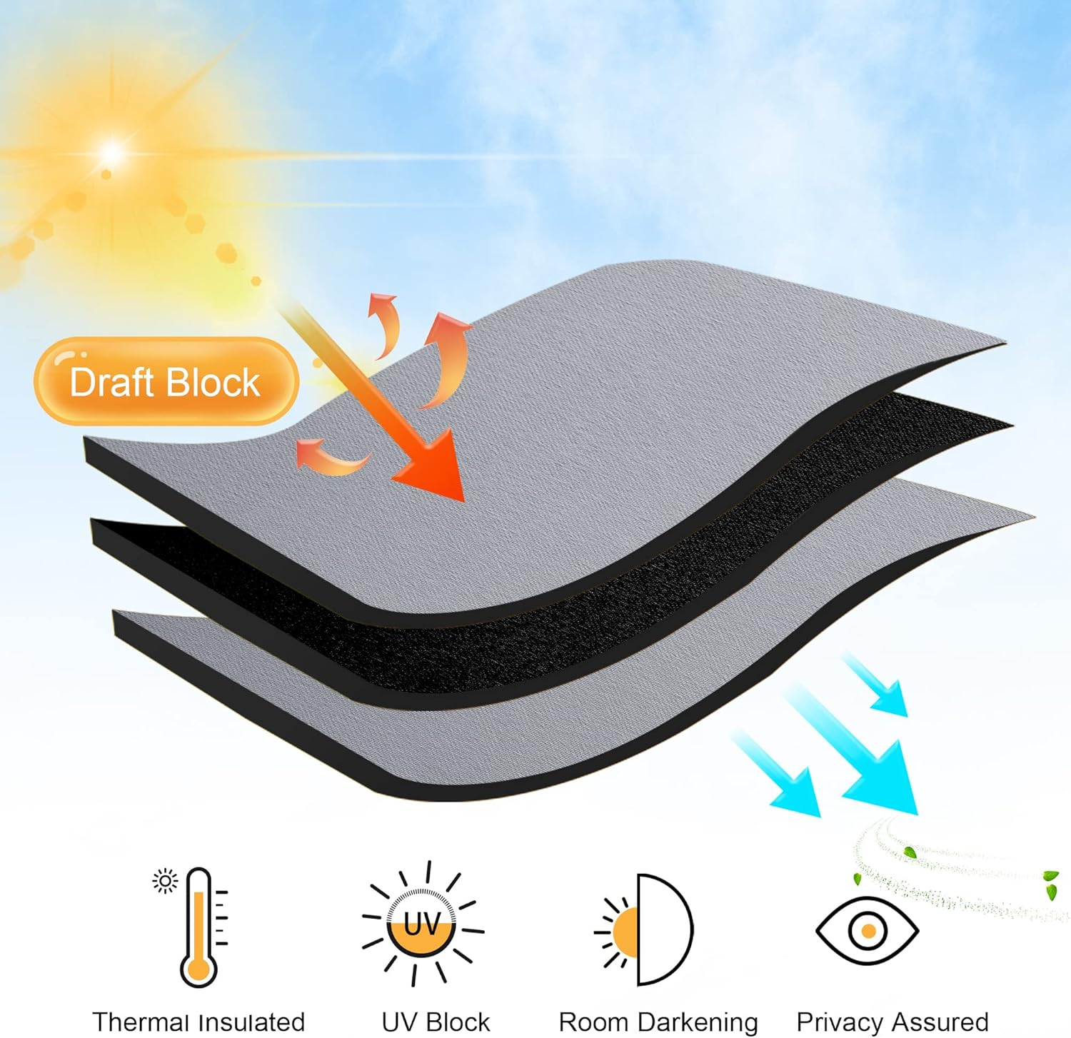 RYB HOME Curtains 84 inch Long - Blackout Curtains Privacy for Living Room Bedroom Bay Window Patio Door Decor, W 42 x L 84, Silver Grey, 1 Pair