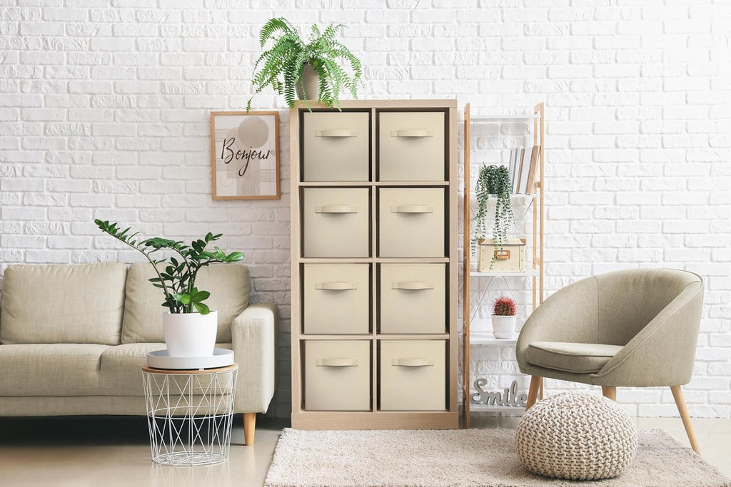 Sorbus Fabric Storage Cubes - 8 Foldable Storage Bins for Organizing Pantry, Cubbies, Toy Box - Clothes Storage & Closet Organizer - 11 Inch Collapsible Cube Baskets for Shelves with Handle