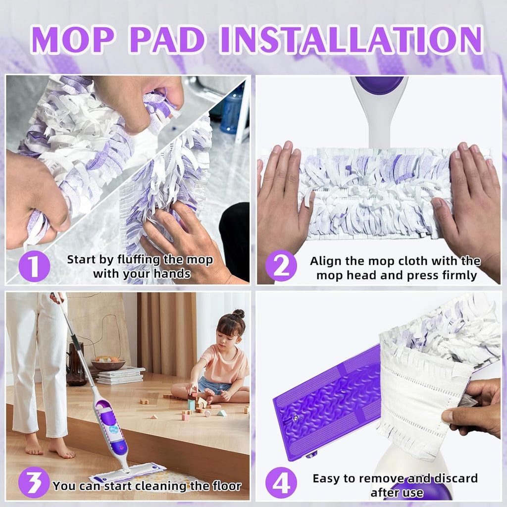 50 Count ‌Disposable Heavy-Duty Power Mop Pads Refills for Swiffer Power Mop,Replacement Floor Cleaning Refills, Non-Washable & Unscented, Compatible with Swiffer PowerMop (Quick-Absorb, No Residue)