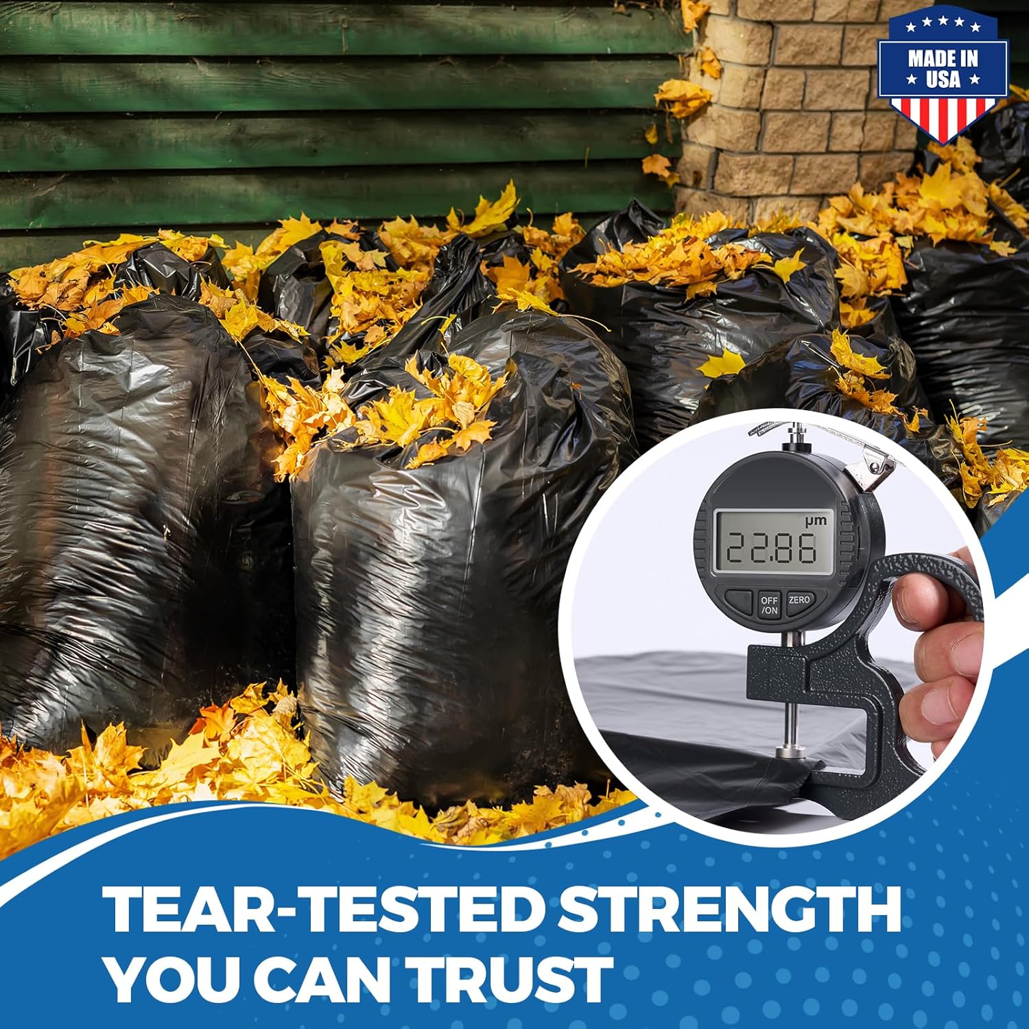 Fuxury 55-60 Gallon Heavy Duty Trash Bags, 100 Count Black Garbage Bags, 23 Mic Thick, 38x58 in, Star-Seal Bottom, Plastic Bags Ideal for Home, Yard & Commercial Use, Made in USA