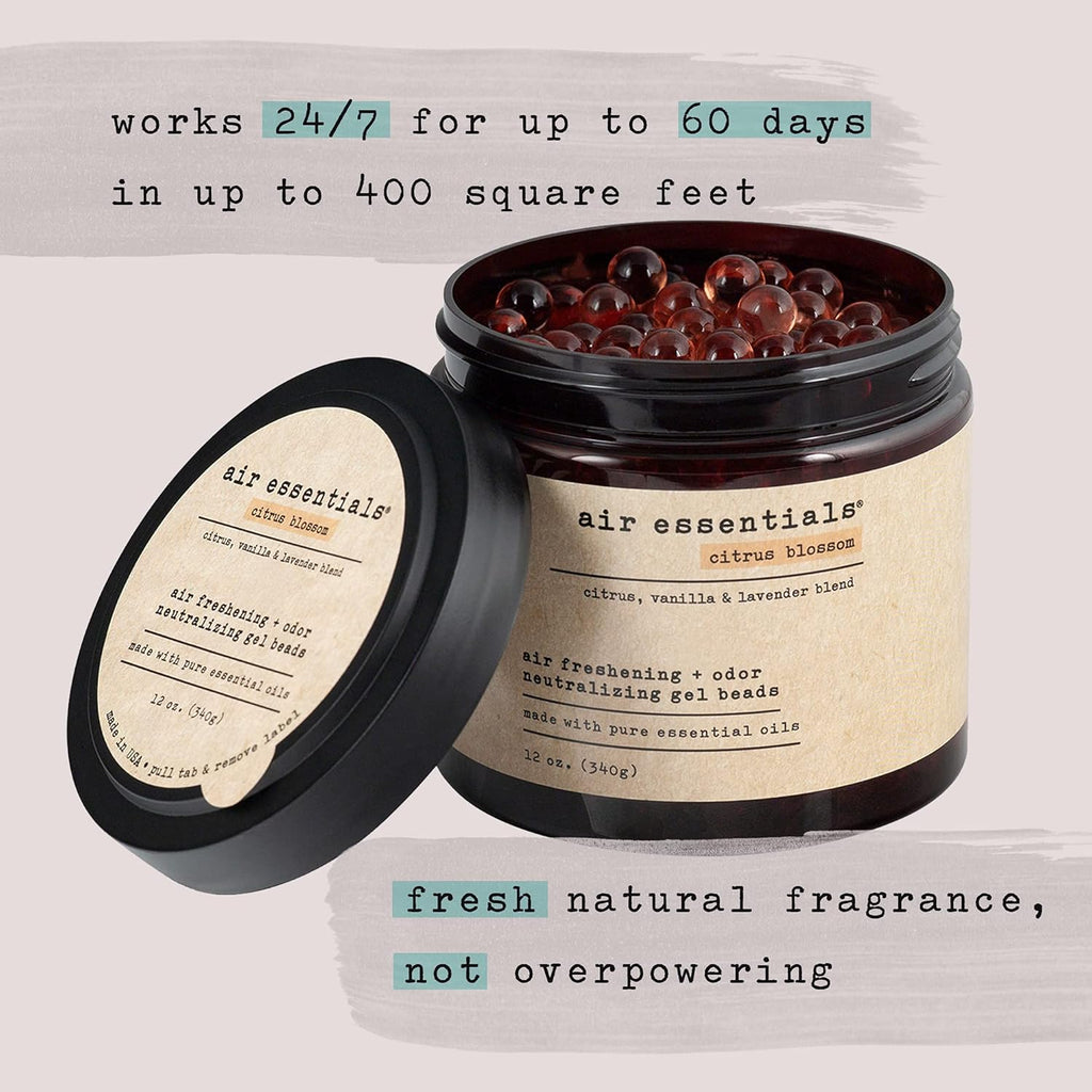 Air Essentials Air Freshener & Odor Neutralizer Gel Beads - 12 oz, Pack of 2 - Odor Eliminator - Made with Pure Essential Oils - Citrus Blossom Scent