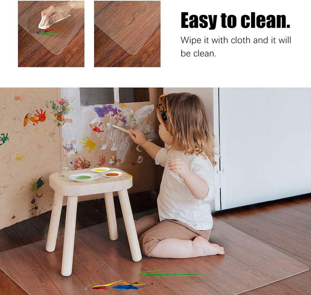 Kuyal Clear Chair mat for Hard Floors 36 x 48 inches Transparent Floor Mats Wood/Tile Protection Mat for Office & Home (36" X 48" Rectangle)