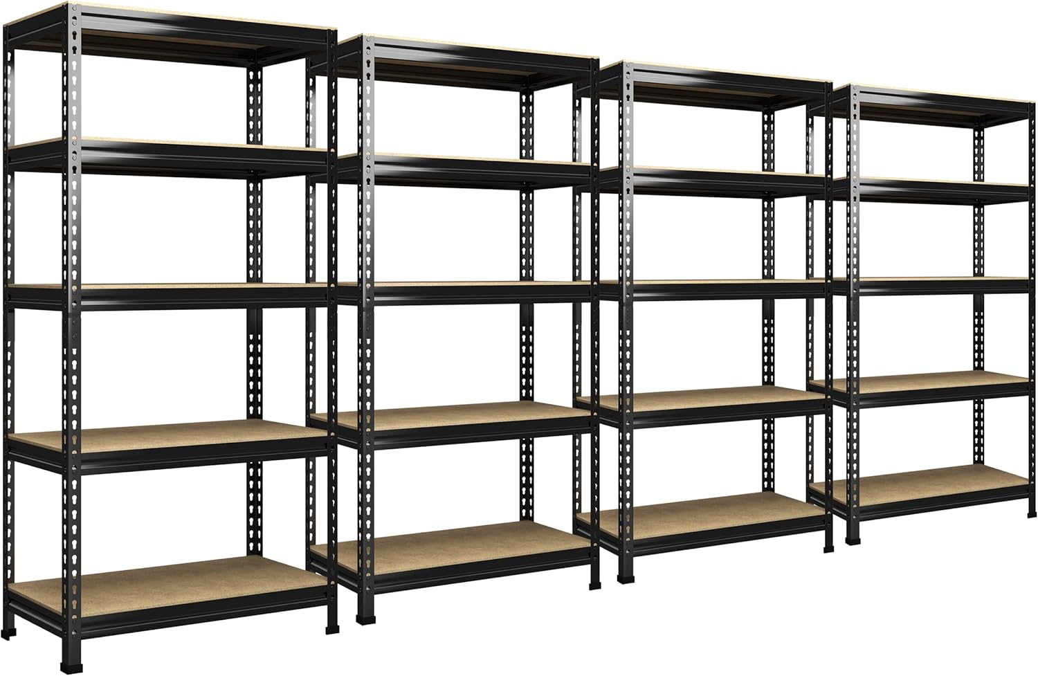 PrimeZone 32"W x 16"D x 63" H Storage Shelves - 4 Pack 5 Tier Adjustable Garage Storage Shelving, Heavy Duty Metal Storage Organizer Utility Rack Shelf Unit for Warehouse Pantry Closet Kitchen, Black