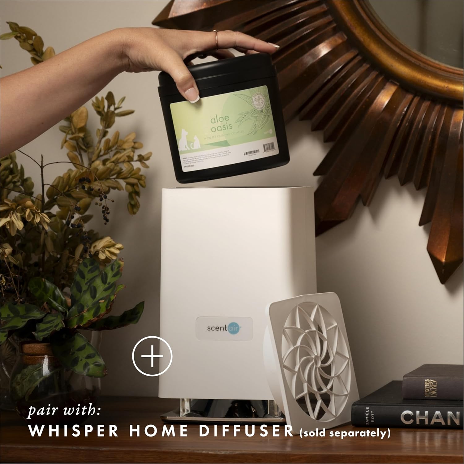 ScentAir Whisper Home Monthly Plug-in Refill, Fragrance Cartridge for Home and Office, Aloe Oasis Pet Calming