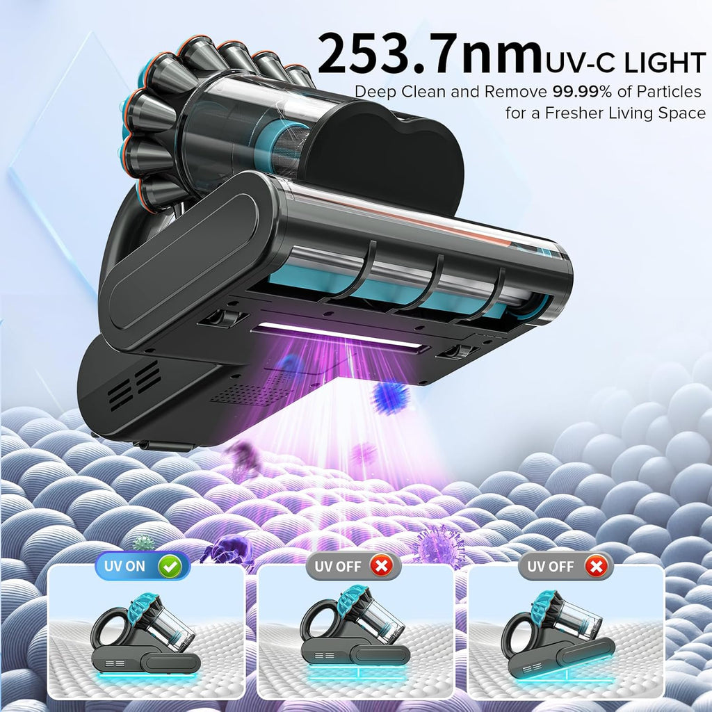 Belife M8 Mattress Vacuum Cleaner, 18Kpa 550W Bed Cleaner with UV & Hot Air & HEPA Filter, High Heating Double-Cup Handheld Couch Cleaner for Sofa Pillow Crib Pet Hair, Corded