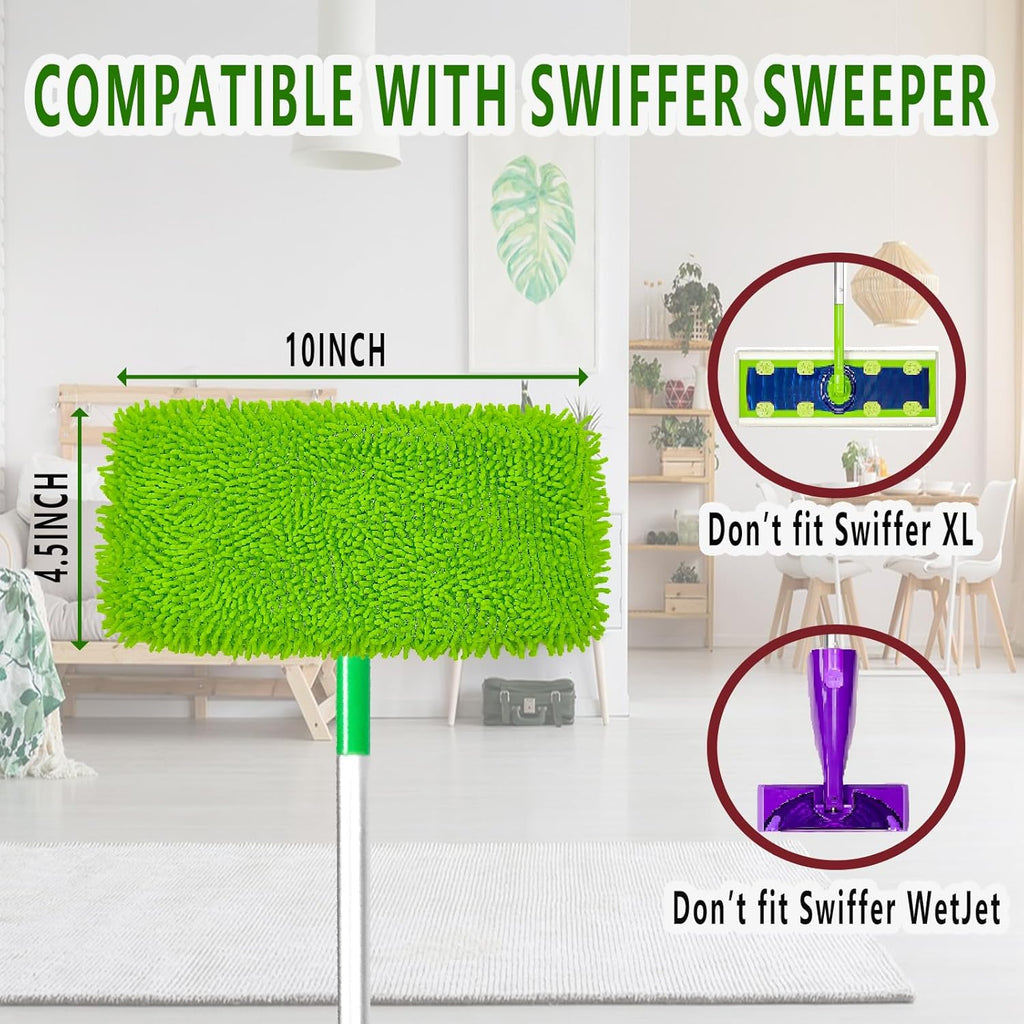 Reusable Microfiber Mop Pads Washable Wet Pads Compatible with Swiffer Sweeper Refills Pads for Wet & Dry Sweeping Cloths Mop Head Replacement for Household Cleaning (4PCS)