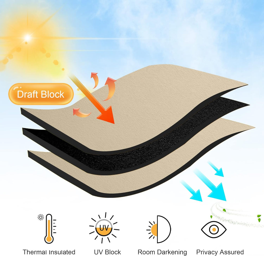 RYB HOME Short Blackout Curtains 36 inches, Solid Heavy Duty Small Window Treatment Room Darkening Privacy Draperies for Basement Bathroom Bedroom, Biscotti Beige, W42 x L36 inch, 2 Panels