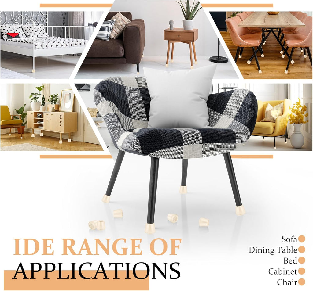 1/4" Round Rubber Furniture Leg Tips Caps, 16 Pack White Extra Small Furniture Leg Floor Protectors (Fit: 6mm to 7mm)