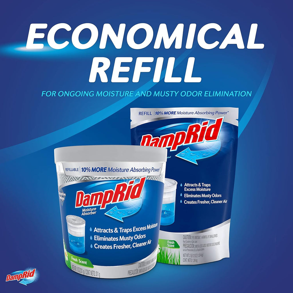 DampRid Refill Bag, 4-Pack - Fresh Scent Moisture Absorbers for Rooms with Excess Humidity, Long-Lasting, Eliminates Musty Odors and Creates Fresher Air, 4/2 lb. 12 oz (1.24 kg)