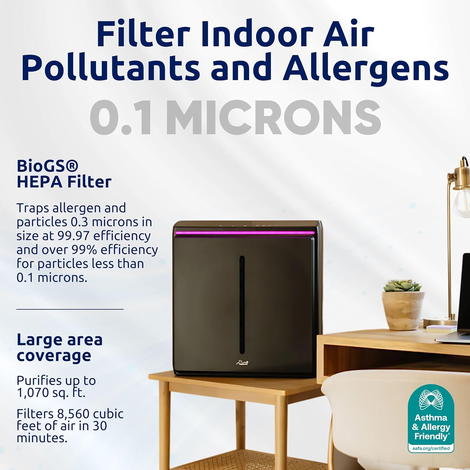 Rabbit Air, A3 SPA-1000N Air Purifiers for Home, Ultra Quiet HEPA Air Purifier - Wall Mountable Air Purifiers for Home Large Room, Allergies, Dust, Mold, Smoke & VOCs - (White, Toxin Absorber Filter)