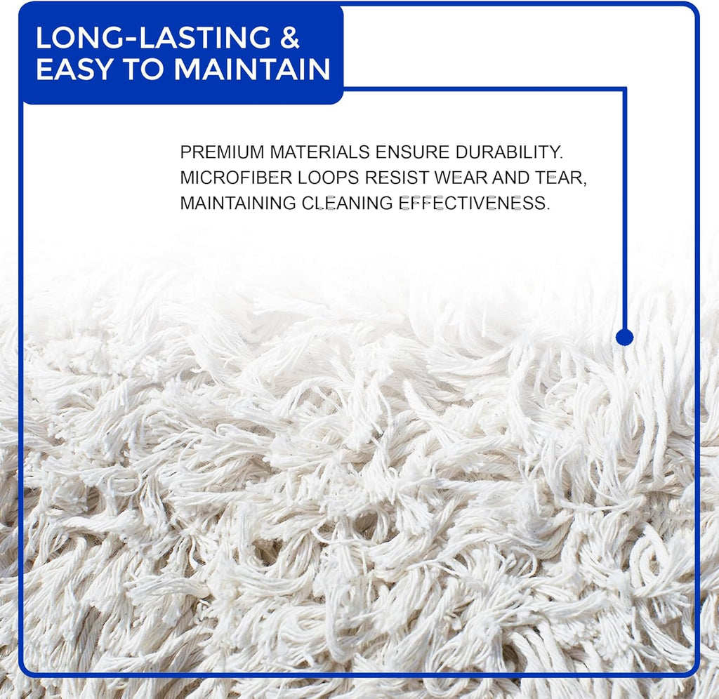 Nine Forty 36" Premium Cotton Dust Mop Kit - Heavy Duty Mop Head with Handle for Industrial, Commercial, and Residential Cleaning - Dry Floor Duster for Hardwood Surfaces - White