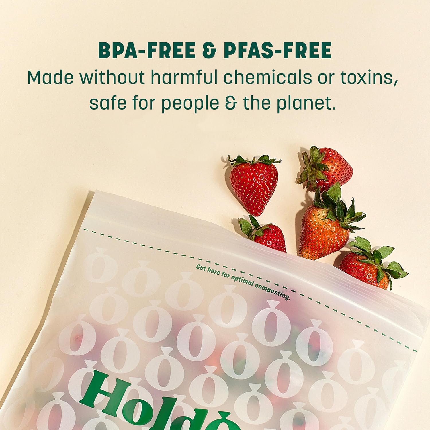 HoldOn Zipseal Gallon Bags - Compostable, PFOA-Free, BPA-Free, Food-Safe Zip Seal Food Storage Bags/Freezer-Safe Gallon Bags With Secure Seal for Home & Travel (25 bags total)