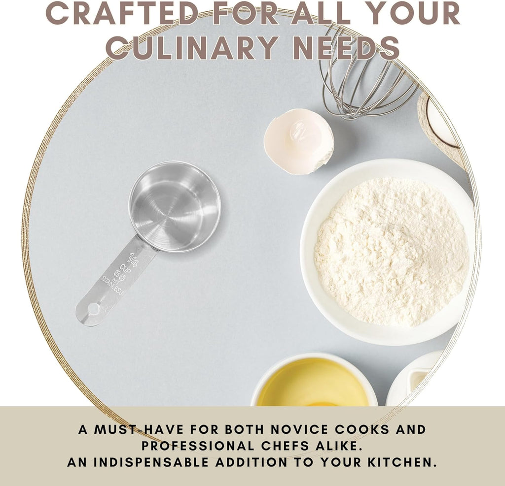 1/4 Cup Stainless Steel Measuring Cup | Sturdy Metal 60 ml | 60 cc | 2 oz | Single Cup for Wet and Dry Ingredients | Great for use as 1/4 Cup Dog Food Scoop - 1 PK