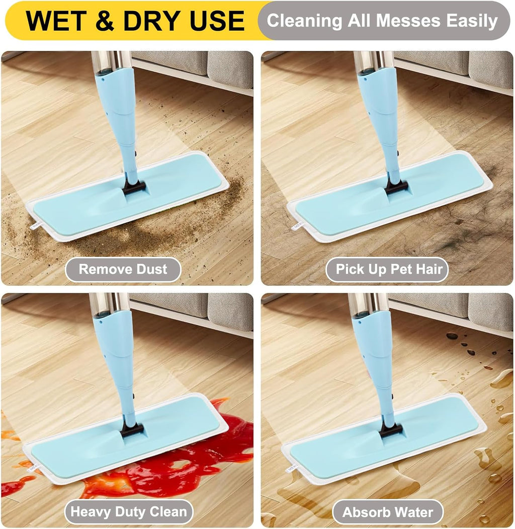 16.5 Inch Reusable Mop Pads Microfiber Spray Mop Replacement Heads for Wet/Dry Mops Compatible with Bona Floor Care System (6 Pack)