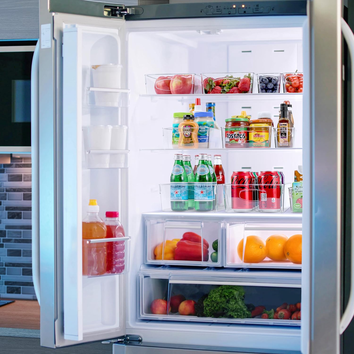 Sorbus Clear Plastic Storage Bins for Organizing, 15 Pack Clear Organizer Bins with Handles, Plastic Storage Bins for Closet, Pantry, Fridge, Medicine Cabinet Organizer, Shelves, Freezer, Drawer