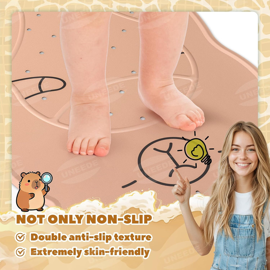 UNEEDE Kids Bathtub Mat Non Slip Shower Mat for Toddlers, Washable Anti Slip Tub Surface, Soft Rubber Mat for Bathtub Shower, Waterproof Bathtub Essentials for Children