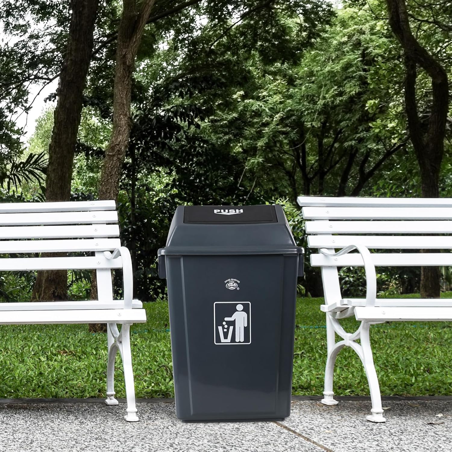 13 Gallon Kitchen Trash Can with Swing Lid, 4-Pack Large Plastic Swing Top Garbage Can, Grey