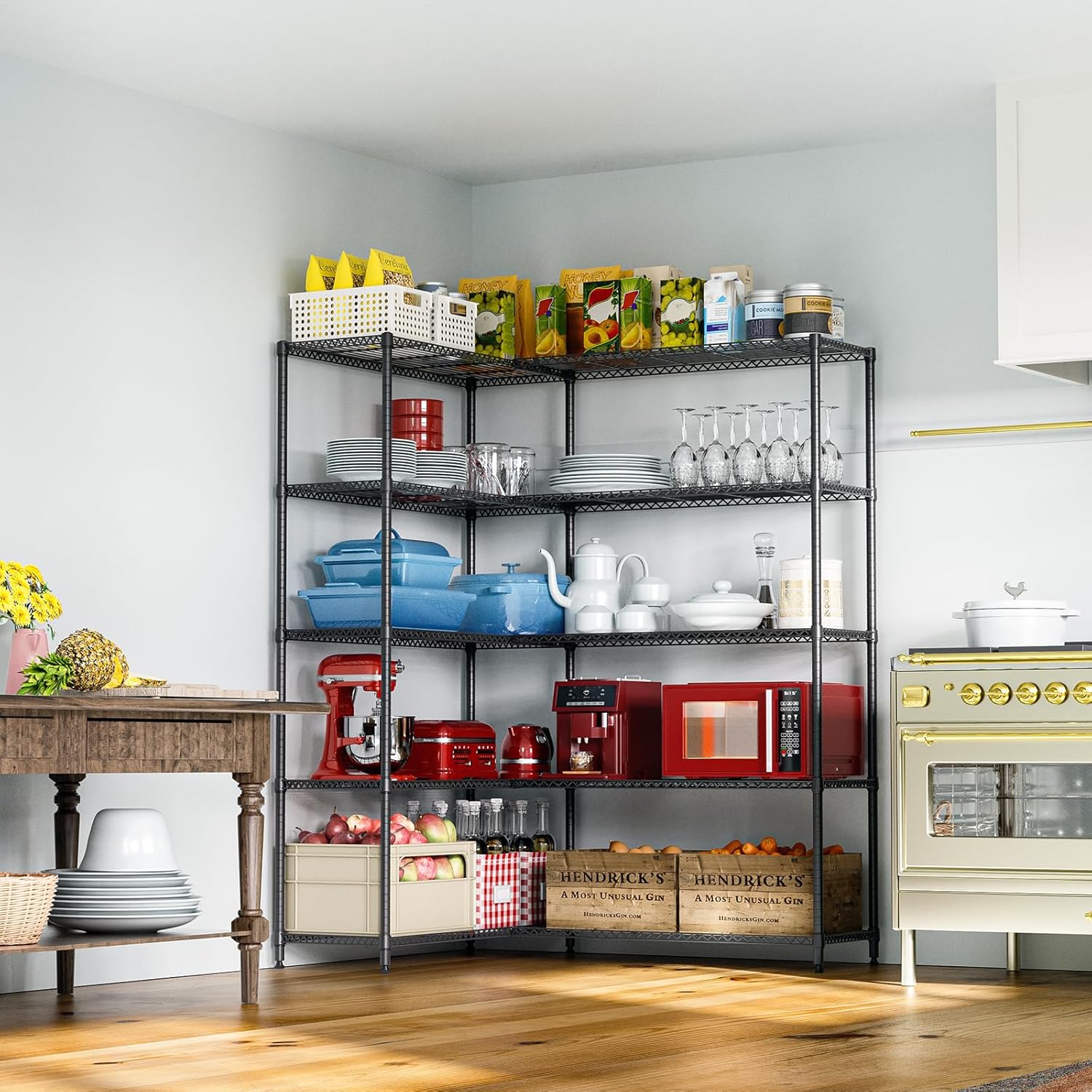 IZEUK 1433 LBS Garage Shelving Wide Storage Shelves Metal Shelves Heavy Duty Adjustable Utility Shelf Rack (Black, 15.7" D x 33.5" W x 70.5" H)