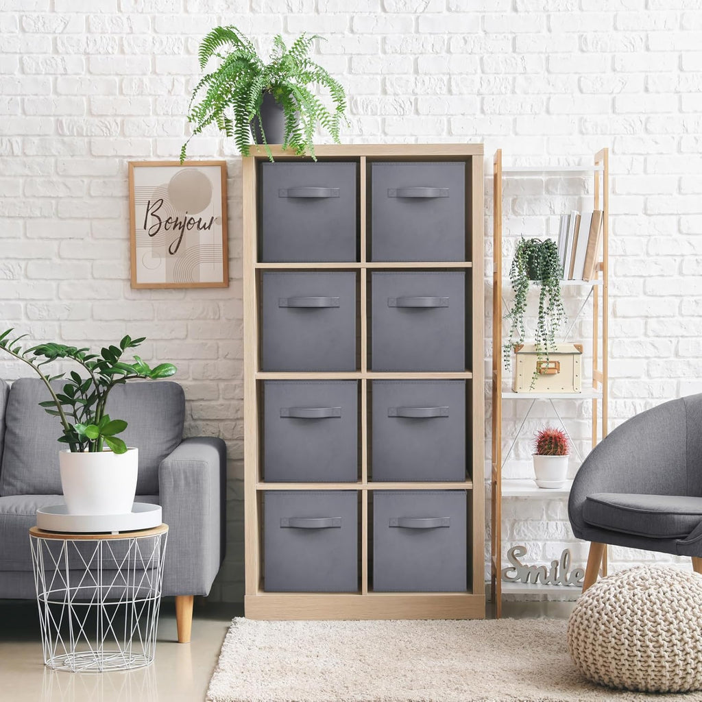 Sorbus 13 Inch Storage Bins - Sturdy Collapsible Fabric Storage Cubes with Handle - 8 Foldable Baskets for Organizing Clothes, Toys, Books - Storage Baskets for Shelves, Closets