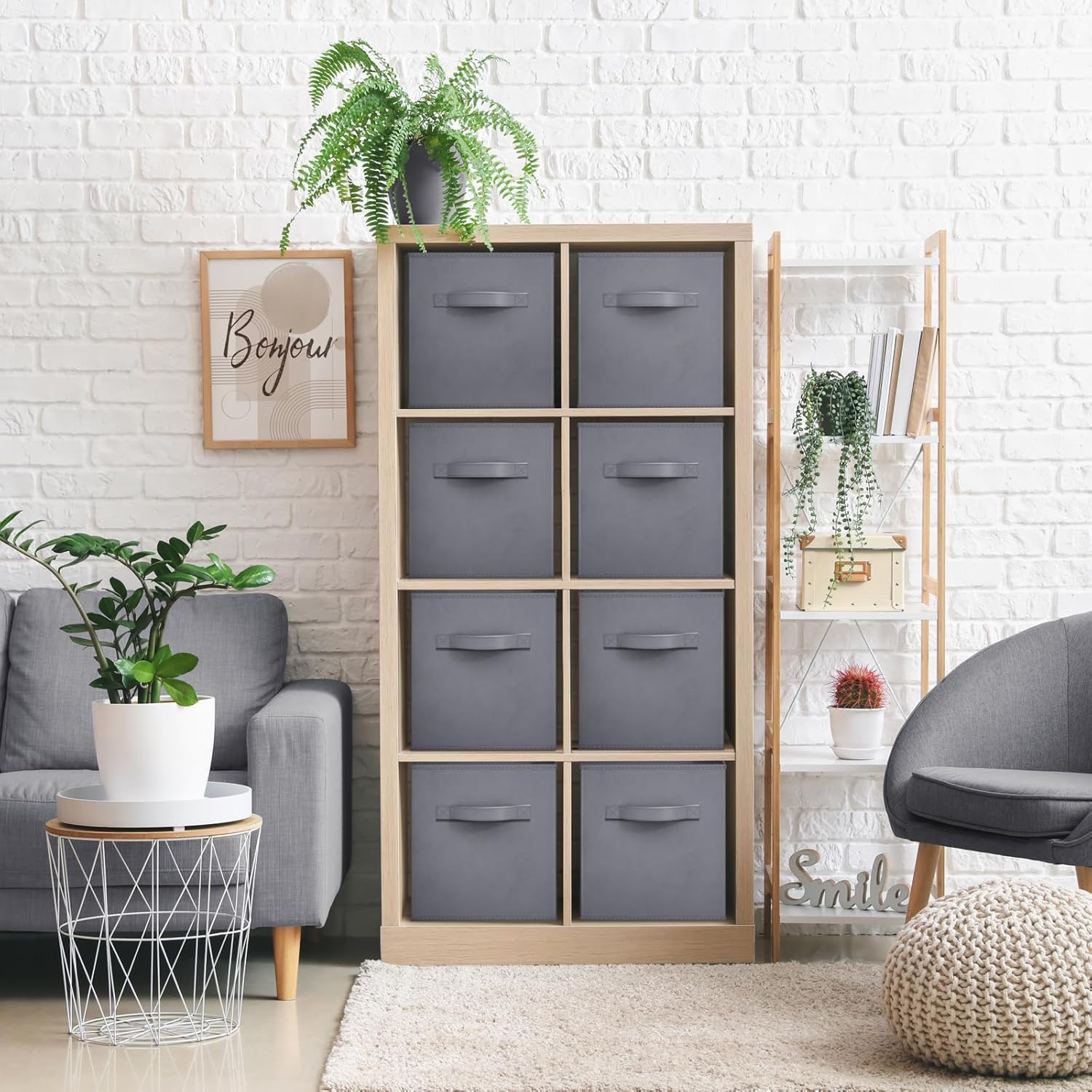 Sorbus 13 Inch Storage Bins - Sturdy Collapsible Fabric Storage Cubes with Handle - 8 Foldable Baskets for Organizing Clothes, Toys, Books - Storage Baskets for Shelves, Closets