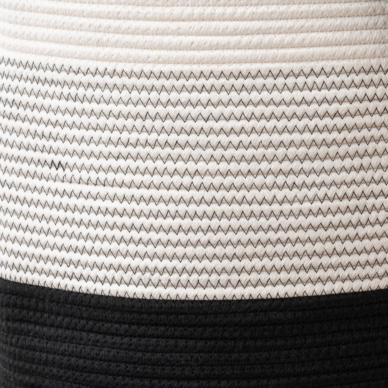 YOUDENOVA Woven Rope Laundry Hamper Basket, 72L Tall Laundry Basket, Baby Nursery Hamper for Blanket Storage in Bedroom-Large-Dark White