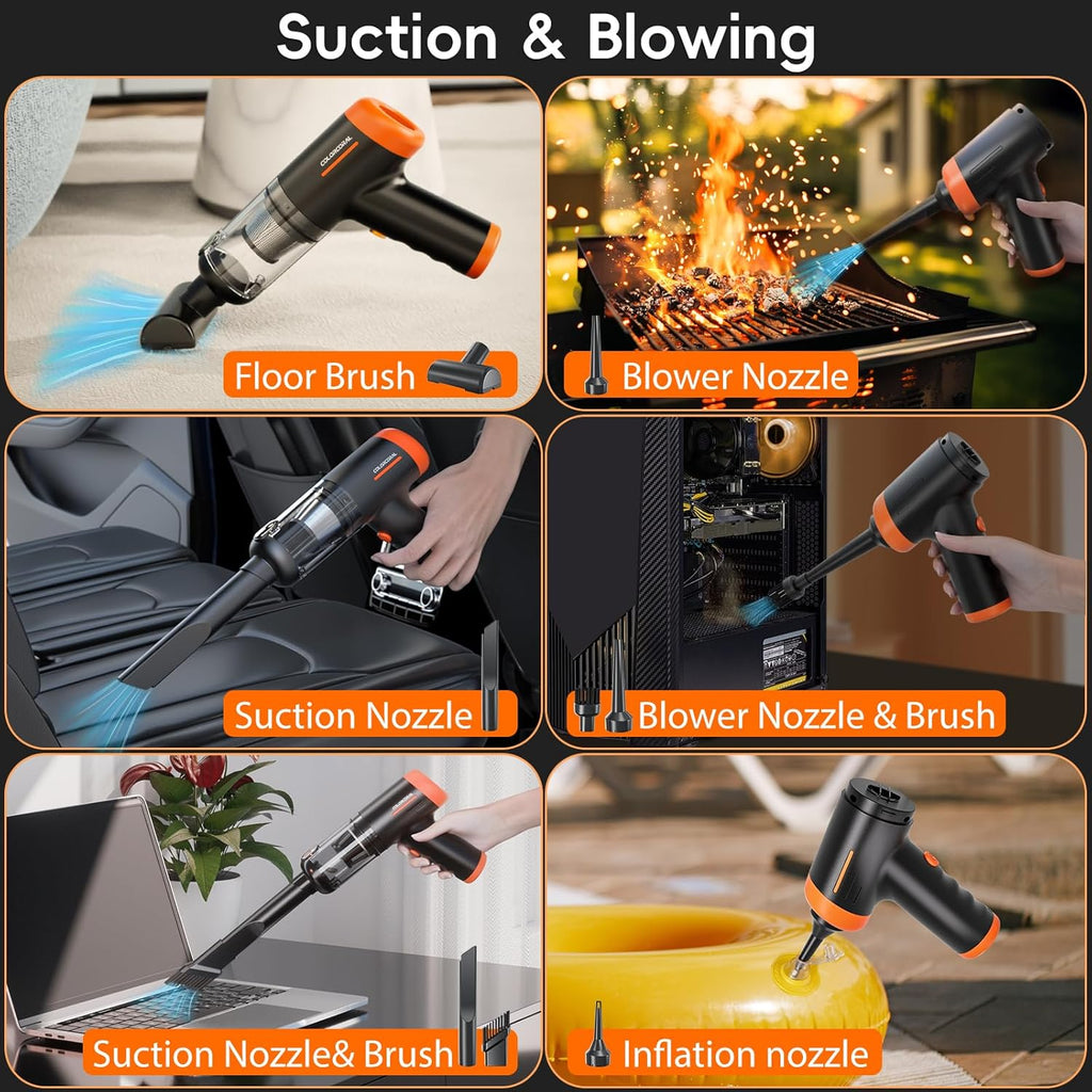 COLORCORAL Handheld Vacuum Cordless Rechargeable 16000Pa High Power Car Vacuum Portable with Brushless Motor, 4 in 1 Portable Vacuum Cleaner with Cleaning Gel for Home, Car and Office