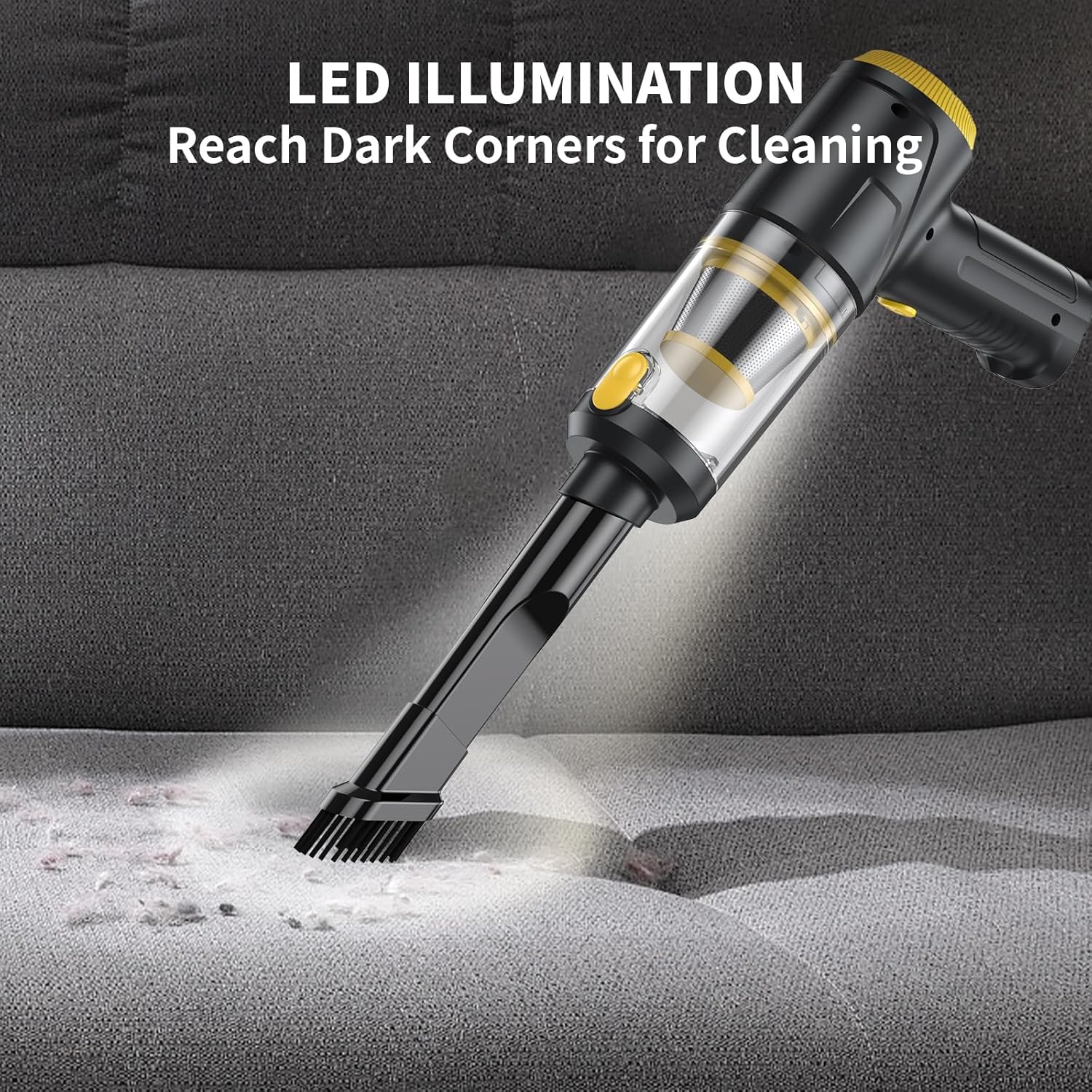 Cordless Handheld Vacuum & Air Duster - 12000Pa Strong Suction, 2 Speeds, Brushless Motor, LED Light, Multi-Nozzles 4-in-1 - Portable for Car, Home, Outdoor, Pet Hair