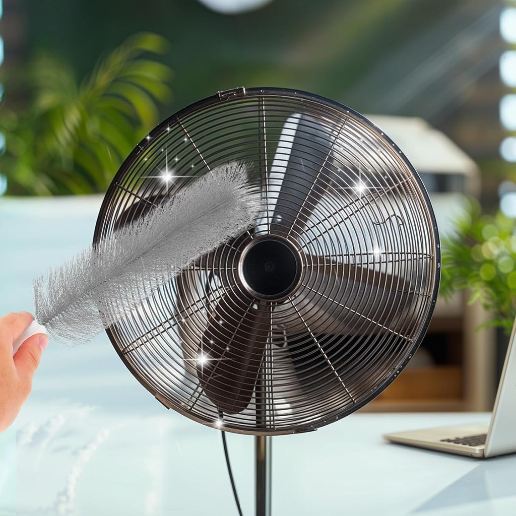 2 Pcs Fan Cleaner Brushes, Bendable Fan Cleaning Brush Cobweb Duster Set Microfiber Head Washable Brush for Ceiling Fan Air Vents Curtains Cars Box Fan(Grey)