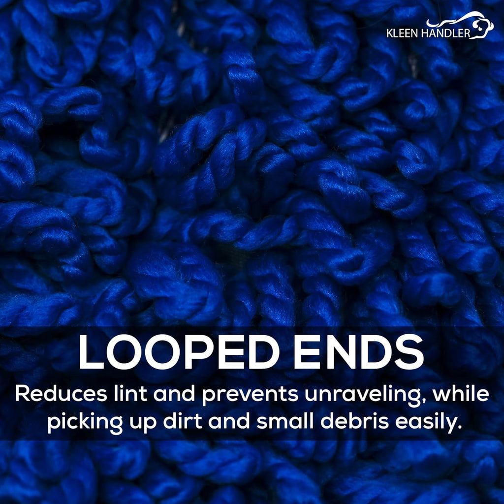 KLEEN HANDLER 18 Inch Microfiber Dust Mop Bulk Pack of 12, Large Washable Commercial Mop Head Replacement, Sweeper, Janitorial Supplies, Blue