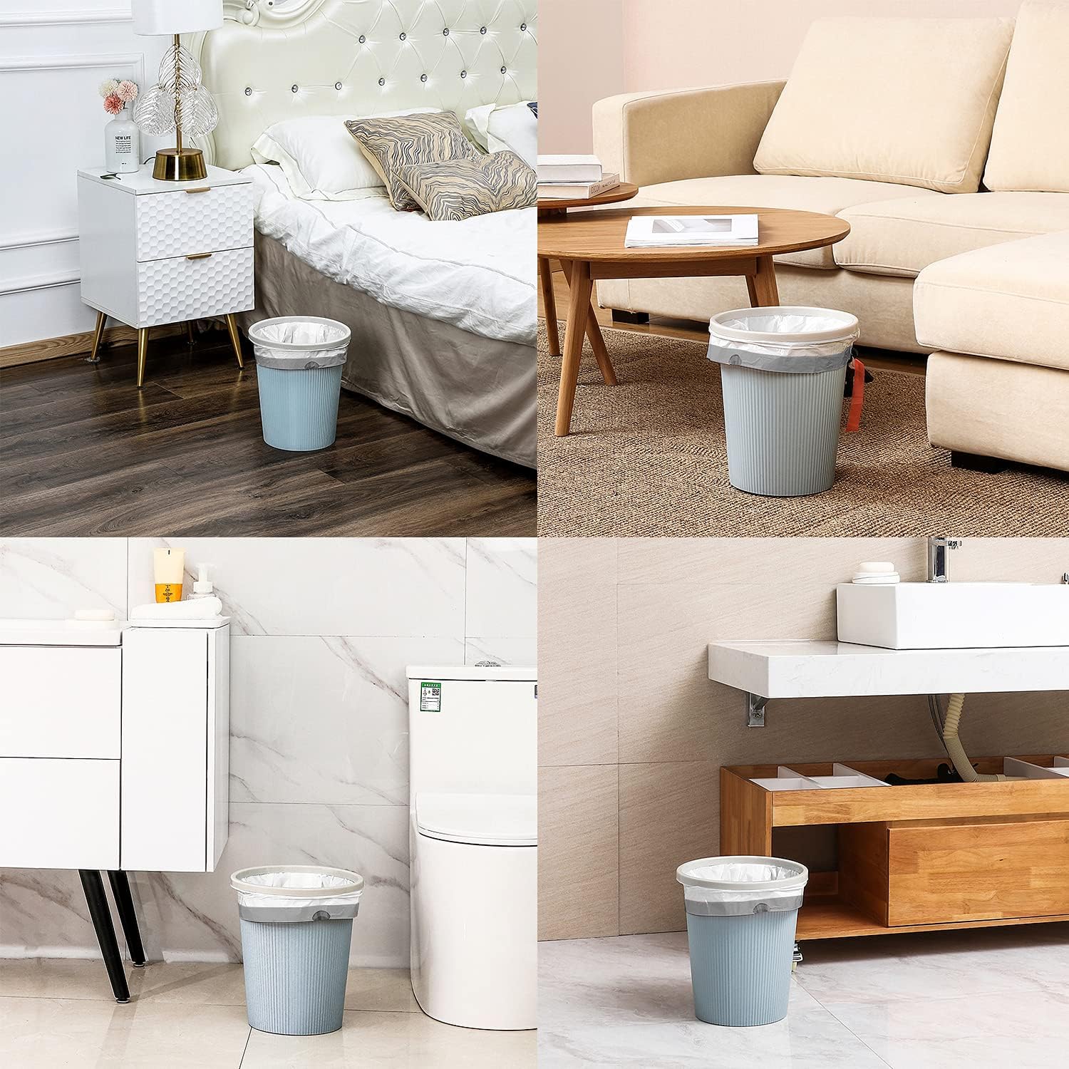 FORID Mini Drawstring Trash bags - 1.2 Gallon White Plastic Garbage Bags 240 Count Small Can Liners for Bathroom Bedroom Office Home 5 Liter (1-2 Gal) - Durable & Thick Trash Bag