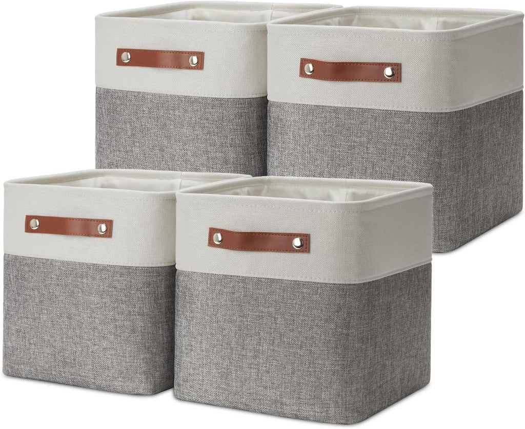 DULLEMELO 11 Inch Cube Storage Bins Fabric Storage Cubes 4 Pack Foldable Cube Storage Baskets for Cube Organizer, Cube Storage Organizer Bins for Home Office Organizer Closet, Shelves, Toy, Nursery