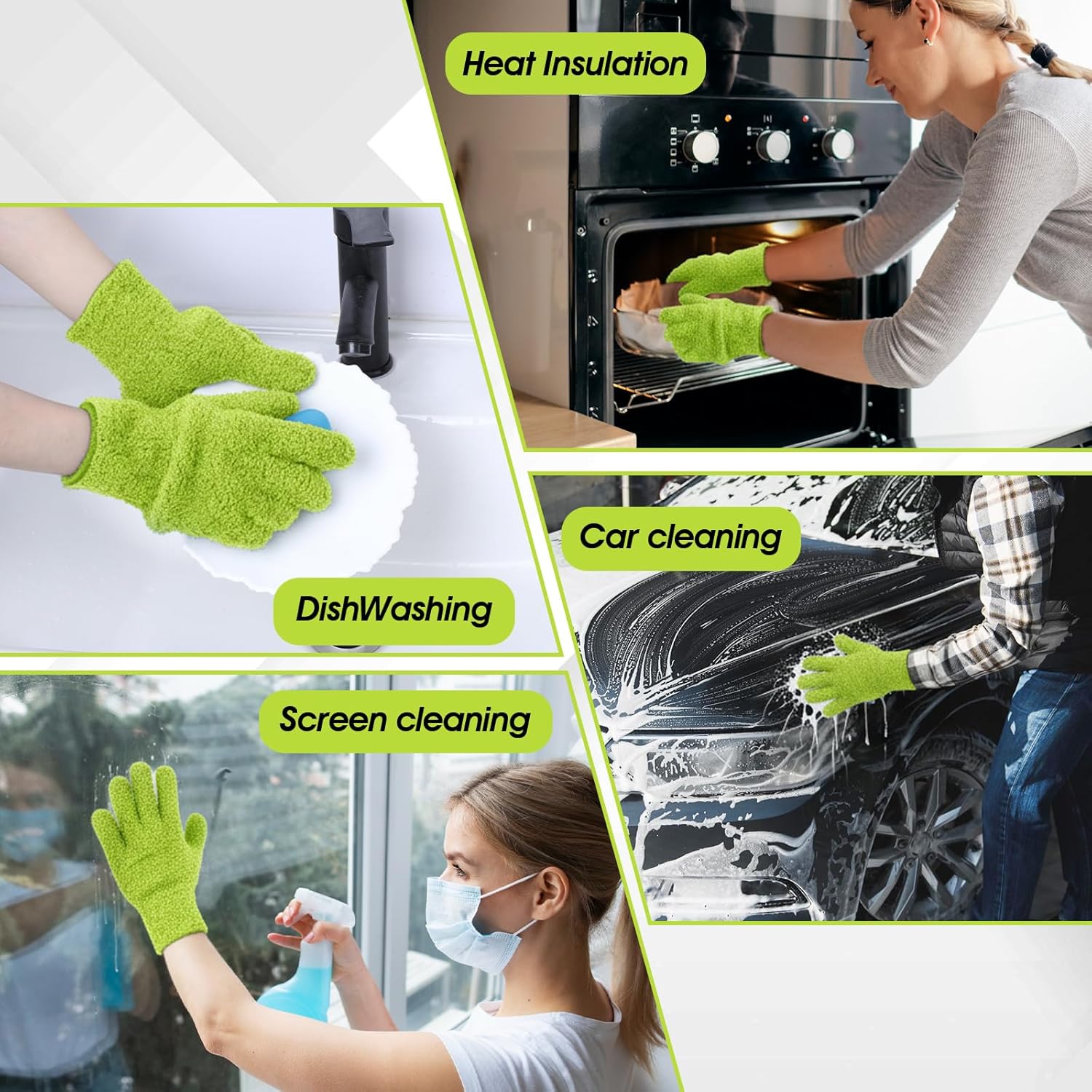 Plant Dusting Gloves, Microfiber Dusters for Cleaning Kitchen Indoor Mitt for House Use Desk Window Blind Screen Wash