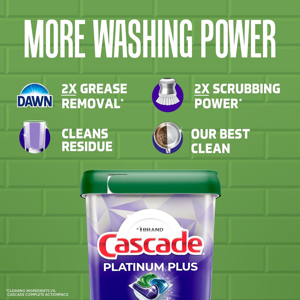 Cascade Platinum Plus Dishwasher Pods, Dishwasher Detergent, Dish Detergent Soap, Fresh, 57 Count