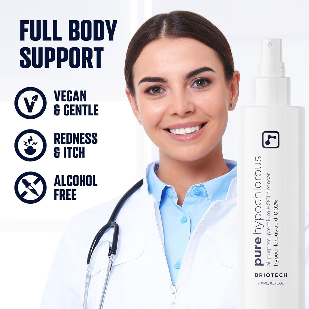 BRIOTECH Pure Hypochlorous Acid Spray and Cleanser, Original Premium HOCl Topical Solution, Multi-Purpose Cleaner, Family Approved & Pet Friendly, 8 fl oz