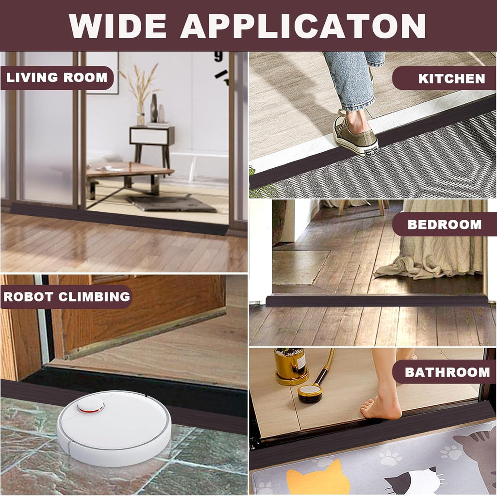 Vinyl Door Threshold Flooring Transition Strip Self Adhesive Carpet Edging Strip for Laminate Doorway Edge Threshold from 1/5" to 2/5" (Black Walnut Wood Grain, 10 Ft)
