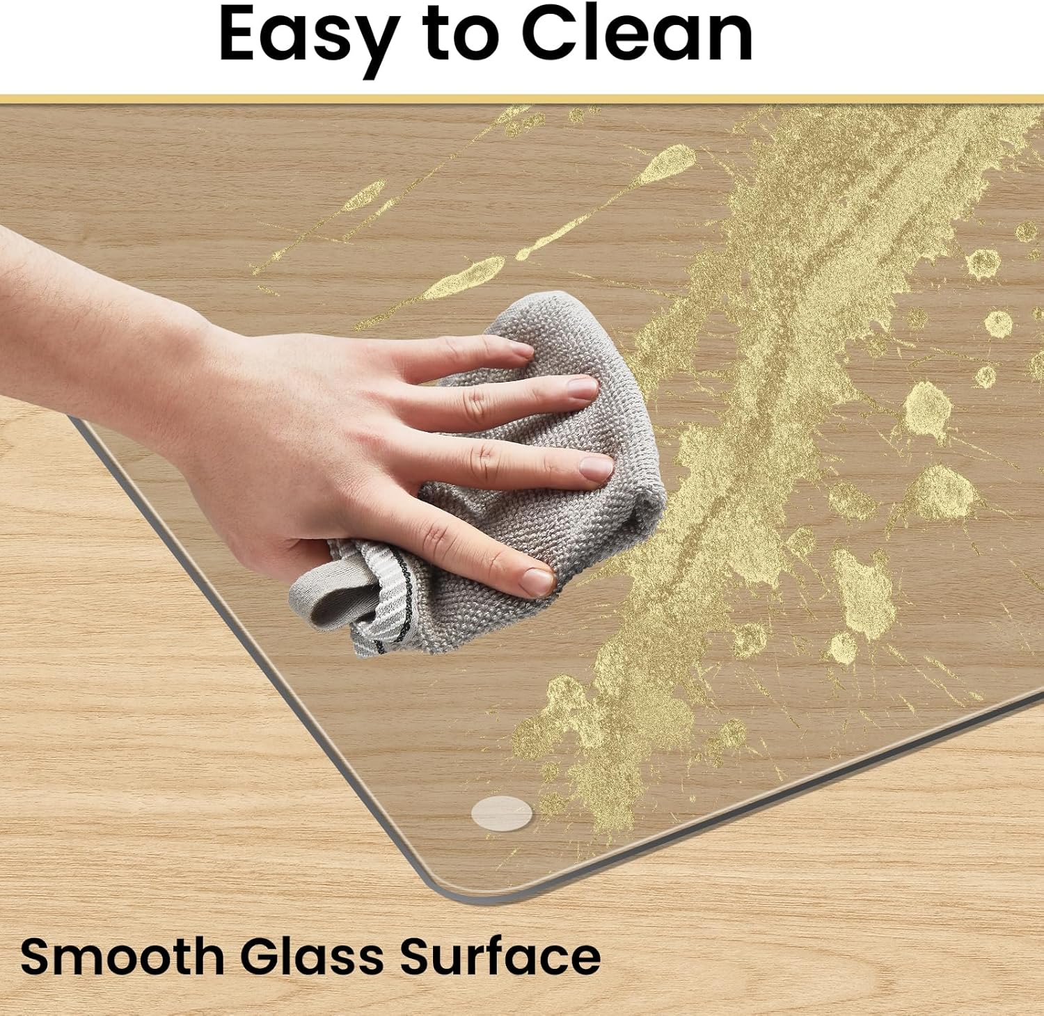 VSARHouse Irregular Tempered Glass Office Chair Mat with Lip, 53"x45" Glass Floor Mat for Carpets or Hard Floors, with Tabbed and Non-Slip Pads, Effortless Rolling, Thick 0.2"